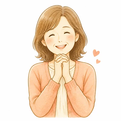 安心して微笑む女性のイラスト