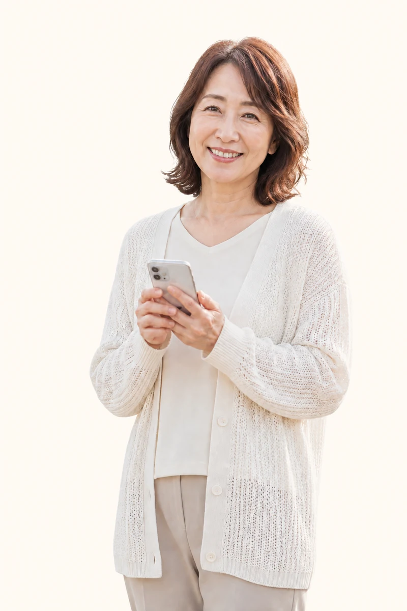 スマートフォンで相談する女性のイメージ